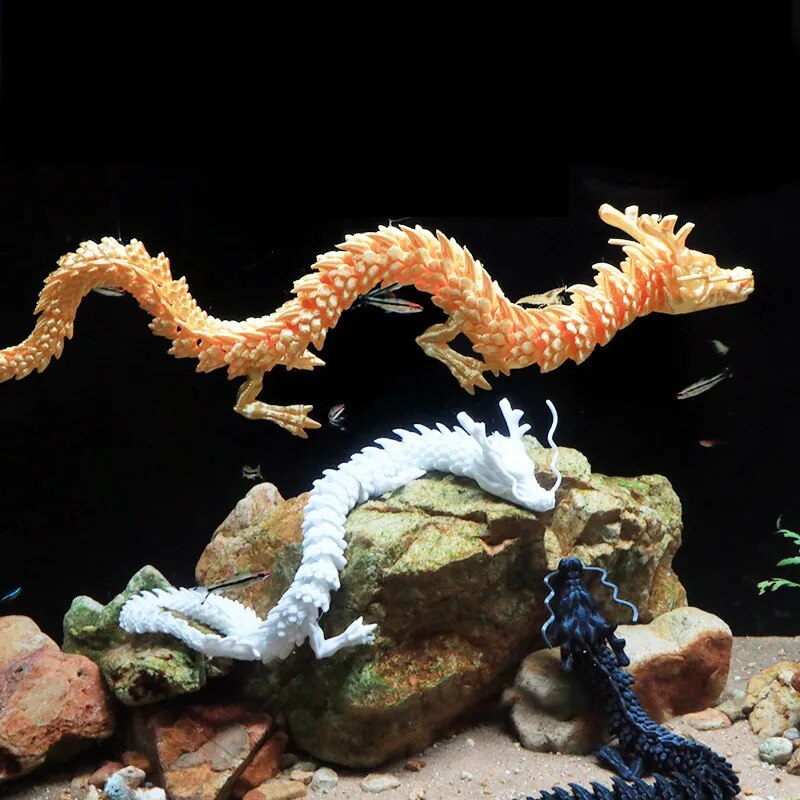 Fish Tank Landscaping Decoration Movable Jointed Dragon Statue 3D Printed Articulated Dragon Chinese Flexible Realistic Ornament