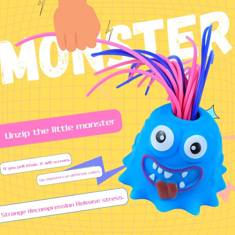 Toys For Kids Screaming Monster Pull Its Hair Educational Puzzle Children's Toys Novelty Fun Decompression Toy Gifts