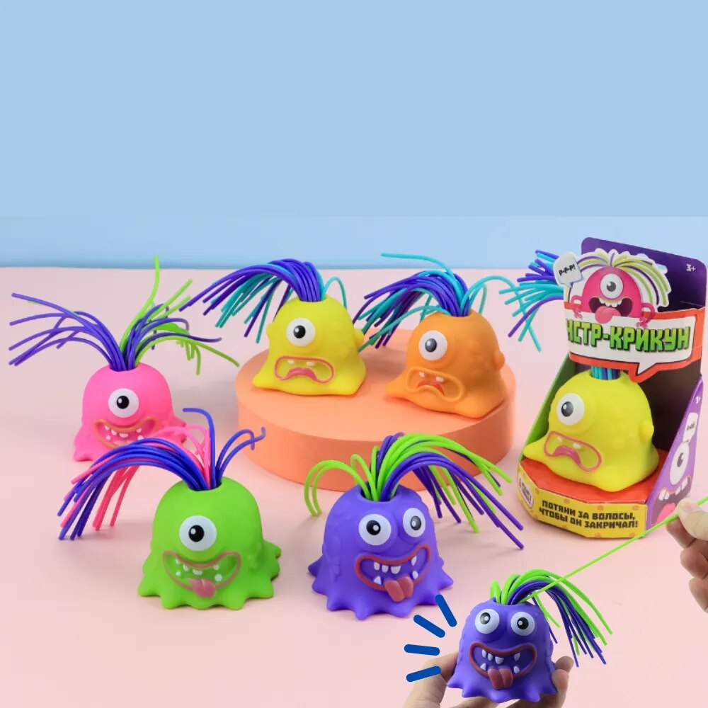 Toys For Kids Screaming Monster Pull Its Hair Educational Puzzle Children's Toys Novelty Fun Decompression Toy Gifts