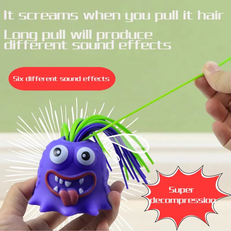 Toys For Kids Screaming Monster Pull Its Hair Educational Puzzle Children's Toys Novelty Fun Decompression Toy Gifts