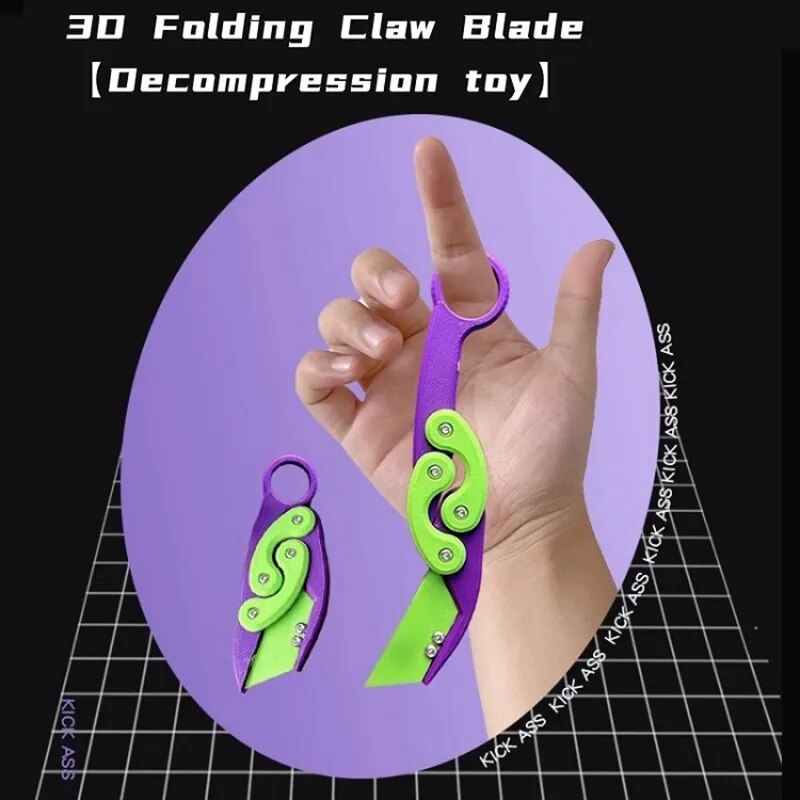 New HOT 3D Explosive Gravity Folding Claw Knife Butterfly Claw Gravity Knife Jumping New Quick Push Decompression Toy Cool Knife
