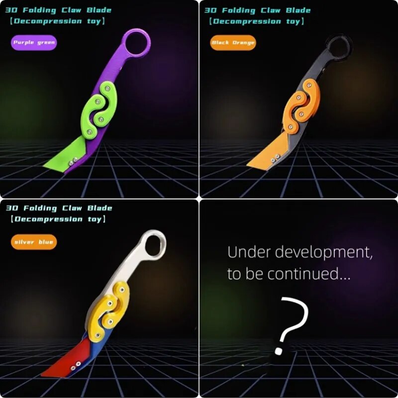 New HOT 3D Explosive Gravity Folding Claw Knife Butterfly Claw Gravity Knife Jumping New Quick Push Decompression Toy Cool Knife