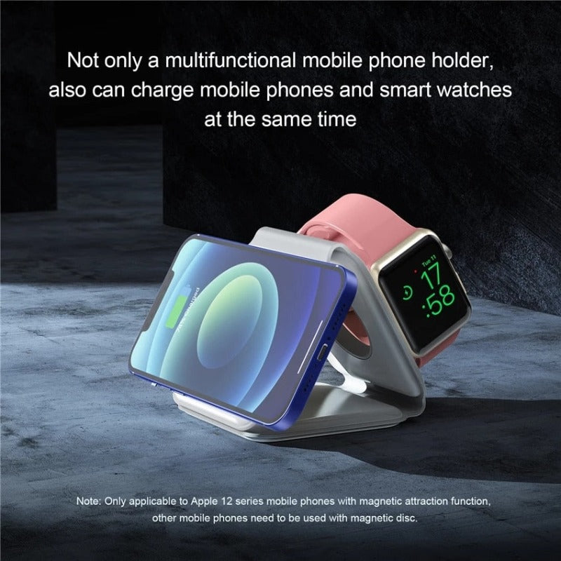 3in1 Magnetic Wireless Charger for all phones Fast Charging Dock Station ZD-017