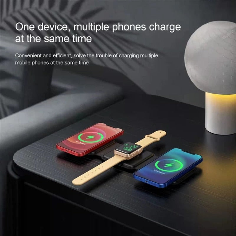 3in1 Magnetic Wireless Charger for all phones Fast Charging Dock Station ZD-017