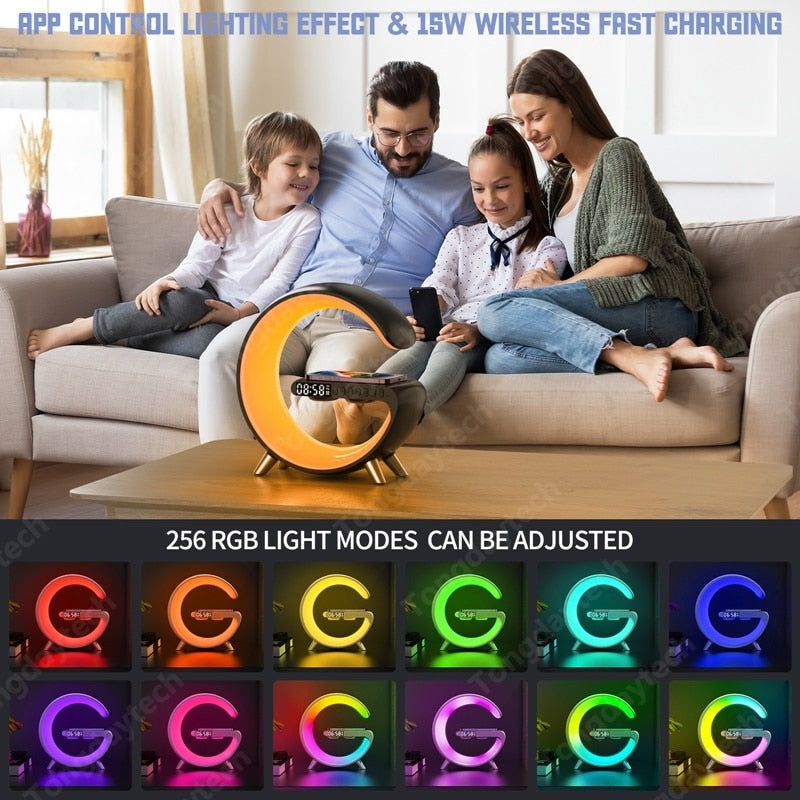 Wireless Charger Alarm Clock Control RGB Night Light Charging Station for iphone ZD-009