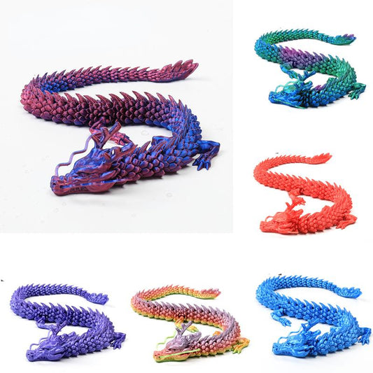 Fish Tank Landscaping Decoration Movable Jointed Dragon Statue 3D Printed Articulated Dragon Chinese Flexible Realistic Ornament