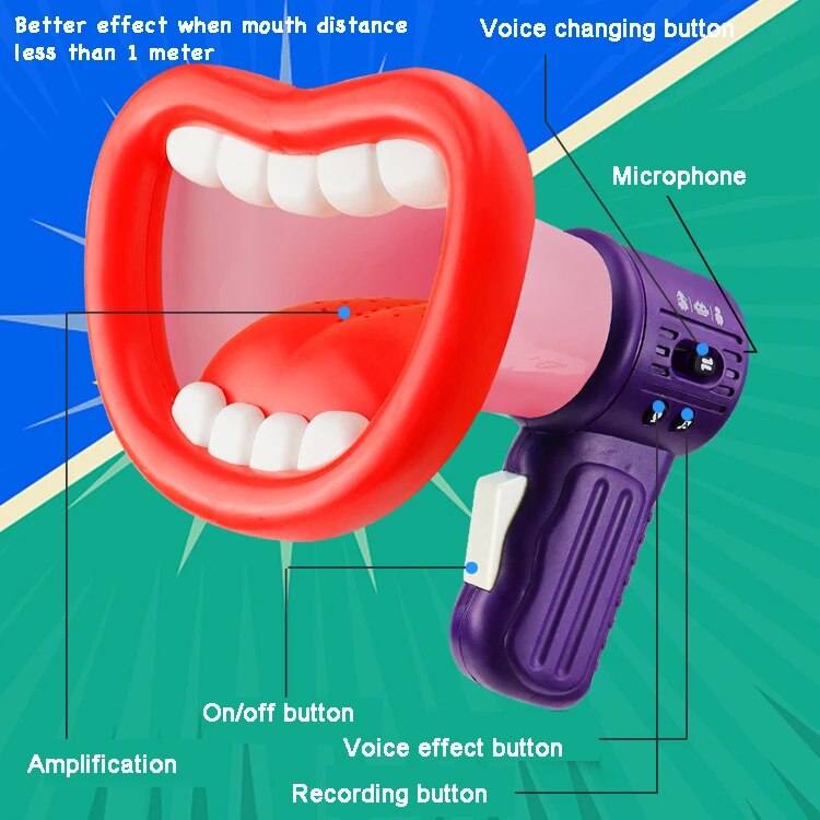 Kids Funny Jokes Gifts Voice Changer Horn Party Game Big Mouth Megaphone Recording Toy Children Speaker Handheld Mic Vocal Toys