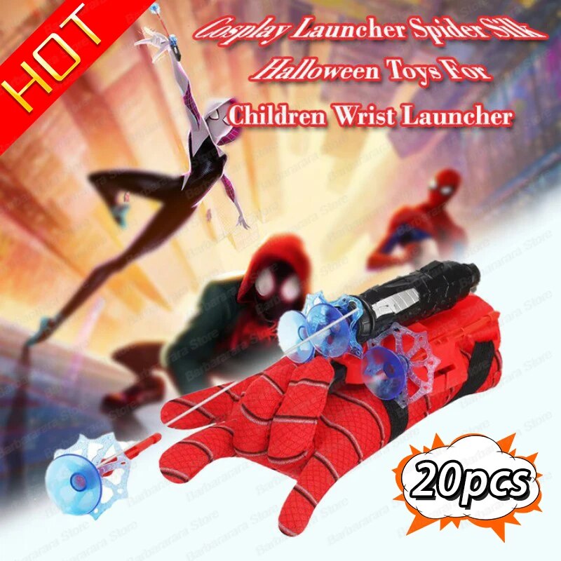Movie Cosplay Launcher Spider Silk Glove Web Shooters Recoverable Wristband Halloween Prop Toys For Children