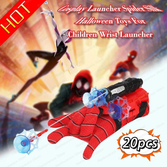 Movie Cosplay Launcher Spider Silk Glove Web Shooters Recoverable Wristband Halloween Prop Toys For Children