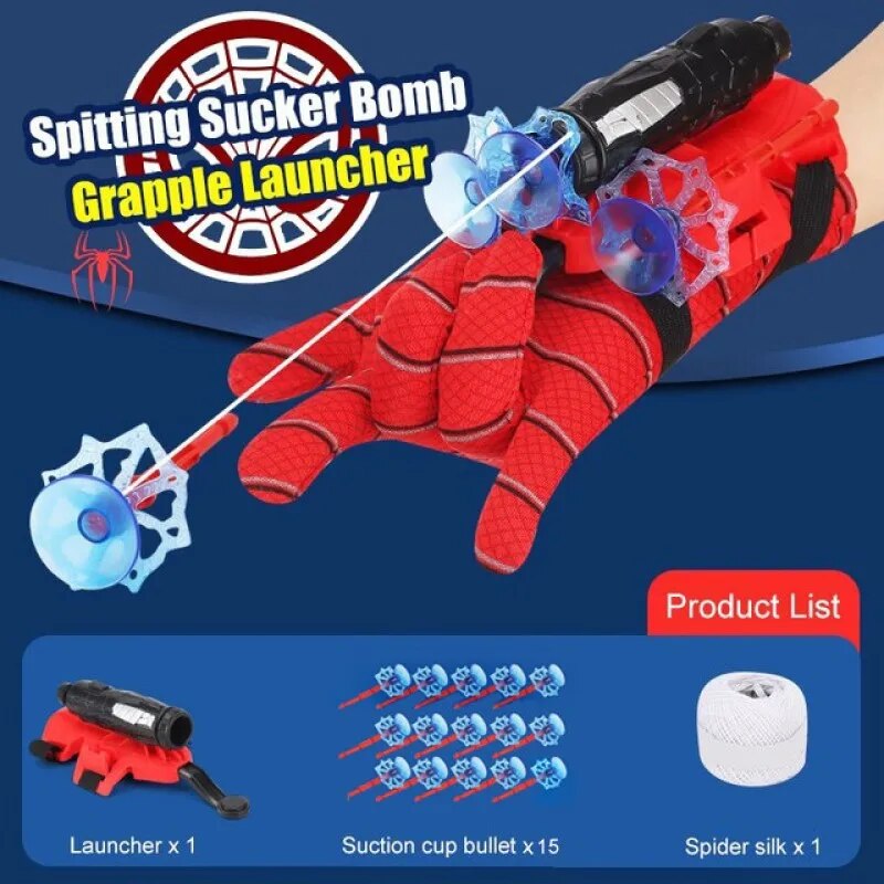 Movie Cosplay Launcher Spider Silk Glove Web Shooters Recoverable Wristband Halloween Prop Toys For Children