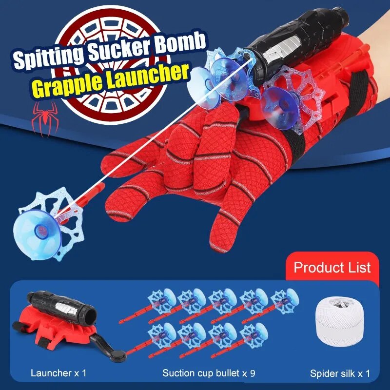 Movie Cosplay Launcher Spider Silk Glove Web Shooters Recoverable Wristband Halloween Prop Toys For Children