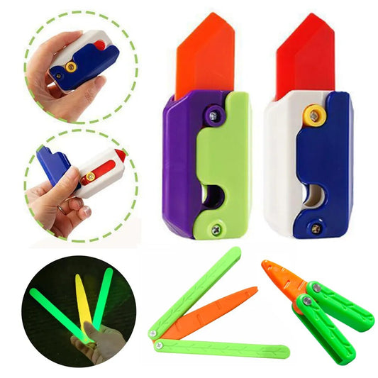 New 3D rinting Gravity Knife Carrot Knife Silky HOT Explosive Gravity Knife Carrot Knife Decompression Push Card Small Toy Gift