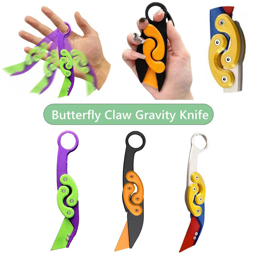 New HOT 3D Explosive Gravity Folding Claw Knife Butterfly Claw Gravity Knife Jumping New Quick Push Decompression Toy Cool Knife