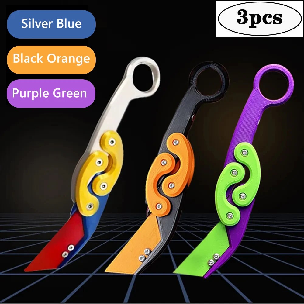New HOT 3D Explosive Gravity Folding Claw Knife Butterfly Claw Gravity Knife Jumping New Quick Push Decompression Toy Cool Knife