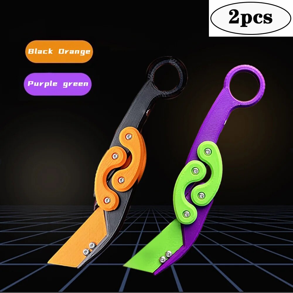 New HOT 3D Explosive Gravity Folding Claw Knife Butterfly Claw Gravity Knife Jumping New Quick Push Decompression Toy Cool Knife