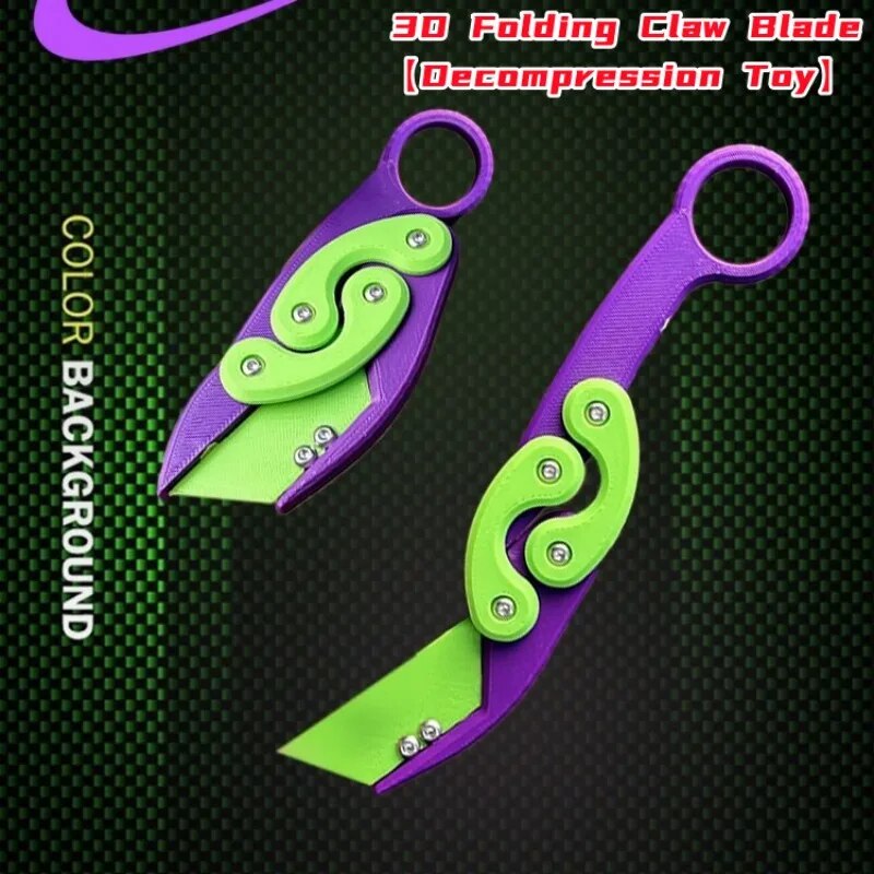 New HOT 3D Explosive Gravity Folding Claw Knife Butterfly Claw Gravity Knife Jumping New Quick Push Decompression Toy Cool Knife