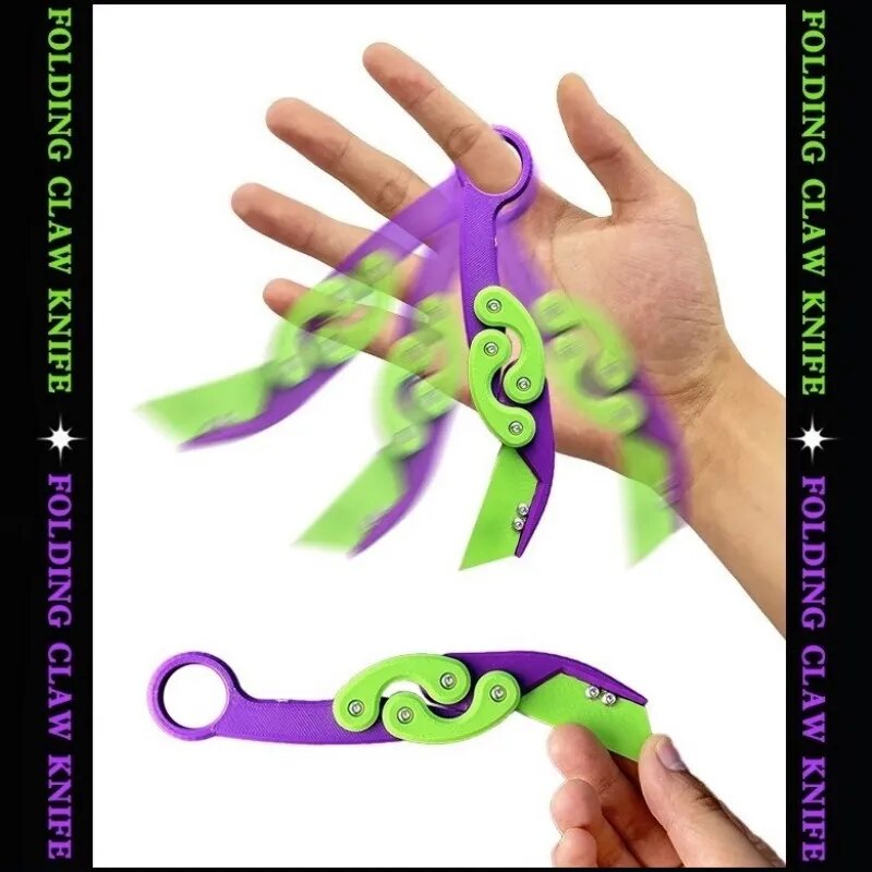 New HOT 3D Explosive Gravity Folding Claw Knife Butterfly Claw Gravity Knife Jumping New Quick Push Decompression Toy Cool Knife