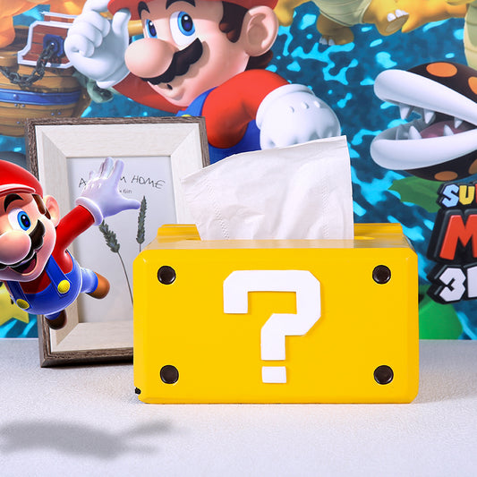 Creative desktop game with tissue box Super Mario Bros. question mark paper draw ZD-040