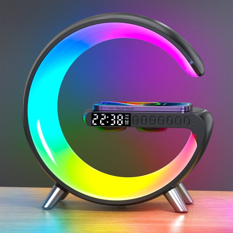 Wireless Charger Alarm Clock  Control RGB Night Light Charging Station for iphone  ZD-009